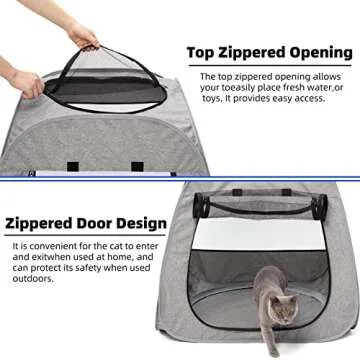 MinYee Portable Cat Playpen, Trapezoidal Design for Better Standing, Foldable Pet Tent for Indoor and Outdoor Use of Kitten and Puppy, Dog Play Enclosure with Removable Bottom, Cat Houses & Condos