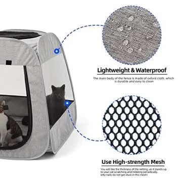 MinYee Portable Cat Playpen, Trapezoidal Design for Better Standing, Foldable Pet Tent for Indoor and Outdoor Use of Kitten and Puppy, Dog Play Enclosure with Removable Bottom, Cat Houses & Condos