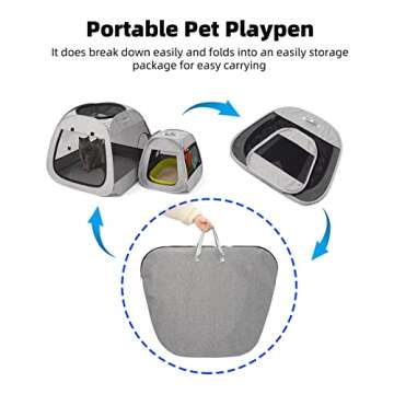 MinYee Portable Cat Playpen, Trapezoidal Design for Better Standing, Foldable Pet Tent for Indoor and Outdoor Use of Kitten and Puppy, Dog Play Enclosure with Removable Bottom, Cat Houses & Condos