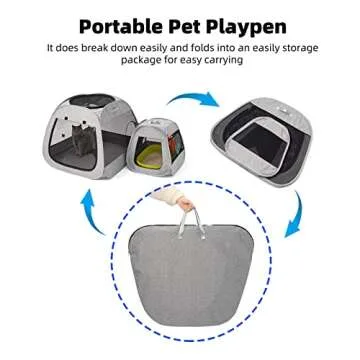 MinYee Portable Cat Playpen, Trapezoidal Design for Better Standing, Foldable Pet Tent for Indoor and Outdoor Use of Kitten and Puppy, Dog Play Enclosure with Removable Bottom, Cat Houses & Condos