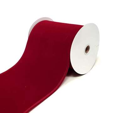 Homeford Christmas Velvet Wired Edge Ribbon, 6-inch, 10-Yard, Dark Red