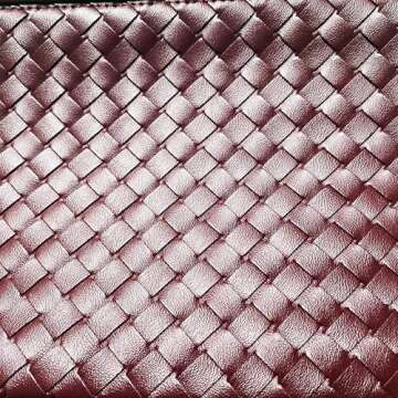 gdjzxd Woven Bag for Women, Vegan Leather Tote Bag Summer Beach Retro Purse and Handbag Underarm Bag Handmade Shoulder Bag (wine red)