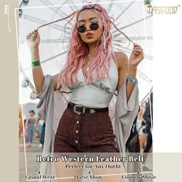 JASGOOD Women Leather Belts Ladies Vintage Western Design Black Waist Belt for Pants Jeans Dresses (Fit Size 38-42 Inches, A-Black)