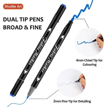 Shuttle Art 30 Colors Dual Tip Fabric Markers for Creations