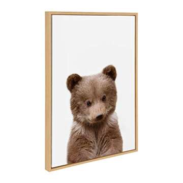 Kate and Laurel Sylvie Baby Bear Animal Print Portrait Framed Canvas Wall Art by Amy Peterson, 23x33...
