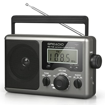 Greadio Portable Shortwave Radio with AM/FM & LCD Display for Best Reception