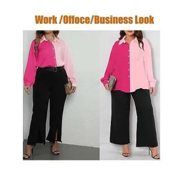 OYOANGLE Women's Plus Oversize Casual Long Sleeve Blouse