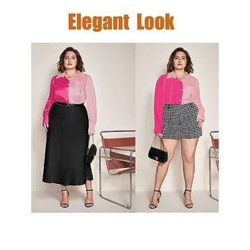 OYOANGLE Women's Plus Oversize Casual Long Sleeve Blouse