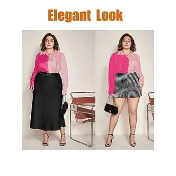 OYOANGLE Women's Plus Oversize Casual Long Sleeve Blouse