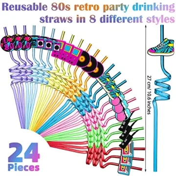 Vesici Retro 80s Party Straws - Fun Drink Decor