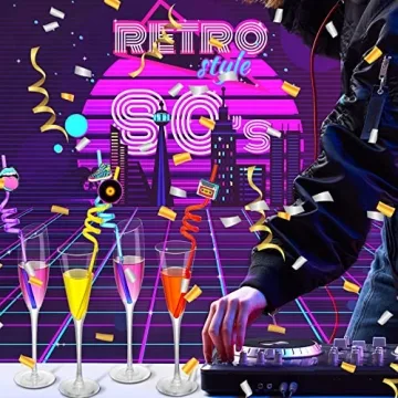 Vesici Retro 80s Party Straws - Fun Drink Decor