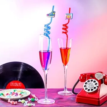 Vesici Retro 80s Party Straws - Fun Drink Decor