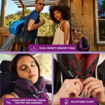 Cabeau Evolution Cool Travel Neck Pillow Cooling Airflow Vents, Memory Foam Neck Support, and Adjustable Clasp - Comfort On-The-Go with Carrying Case - Airplane, Train, Car, and Gaming (Black)