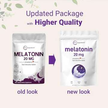 Micro Ingredients Melatonin Tablets 20mg Natural Strawberry Flavor