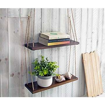Rustic Hanging Swing Rope Floating Shelves for Home