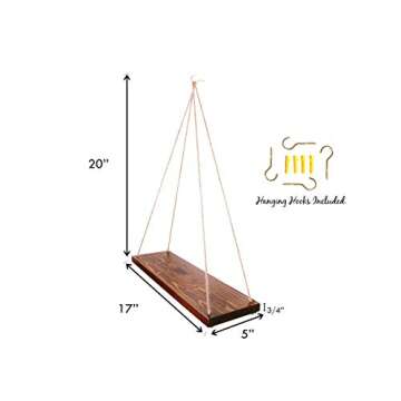 Rustic Hanging Swing Rope Floating Shelves for Home