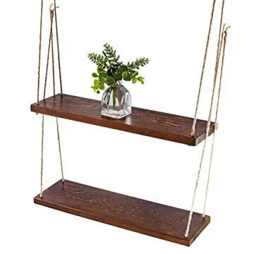 Rustic Hanging Swing Rope Floating Shelves for Home