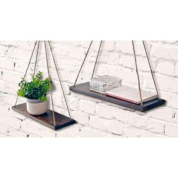 Rustic Hanging Swing Rope Floating Shelves for Home