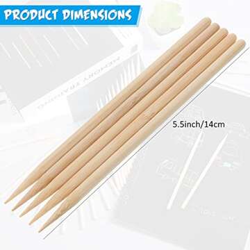 Chinco 150 Pieces Heavy Duty Wood Stylus Tools for Scratch Wooden Art Stylus Stick DIY Creative Draw...