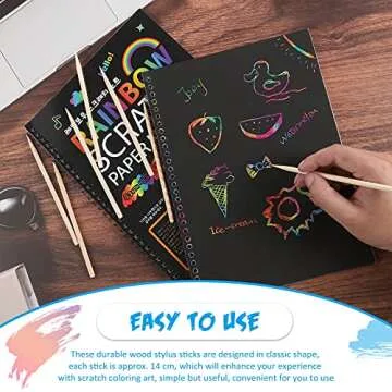 Chinco 150 Pieces Heavy Duty Wood Stylus Tools for Scratch Wooden Art Stylus Stick DIY Creative Draw Sticks for Teens and Teacher