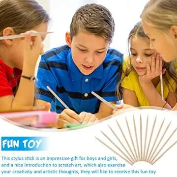 Chinco 150 Pieces Heavy Duty Wood Stylus Tools for Scratch Wooden Art Stylus Stick DIY Creative Draw Sticks for Teens and Teacher