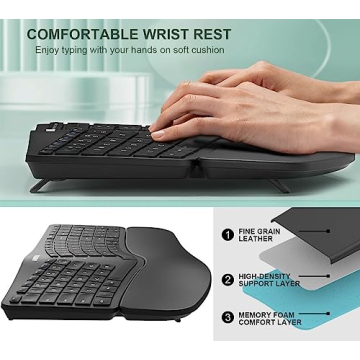 Ergonomic Split Keyboard with Cushioned Wrist Support