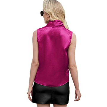 LYANER Women's Elegant Satin Wrap V Neck Blouse