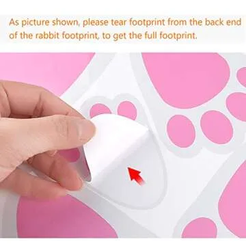 TUPARKA 6 Sheet 36 Pcs Easter Bunny Feet Home Floor Bunny Clings Decals Stickers for Easter Easter Party Game Decorations, Mixed Size