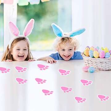 TUPARKA 6 Sheet 36 Pcs Easter Bunny Feet Home Floor Bunny Clings Decals Stickers for Easter Easter Party Game Decorations, Mixed Size
