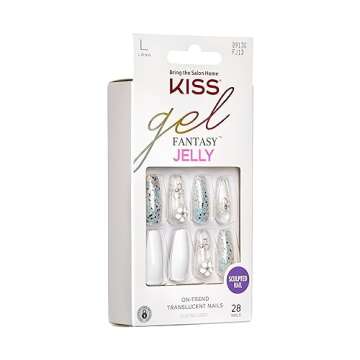 KISS Jelly Fantasy Sculpted Ready-To-Wear Fake Nails - Sweet Jelly, Long, Coffin Shaped, Smudge Proof, Waterproof, No Dry Time, Durable, Flexible, DIY Manicure, Salon Quality, Long Lasting | 28 Count…