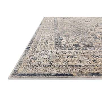 Loloi Teagan Collection 6'-7" x 9'-2" Area Rug in Sky/Natural - Large Area Rug, Soft Neutral Rug, High-Traffic Area Rug for Living Room, Bedroom, Home Office, Dining Area