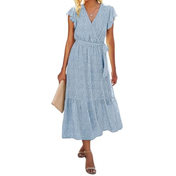 Stylish BTFBM A-Line Midi Dress in Ruffle Cap Sleeve