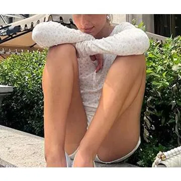 Argeousgor Women Slim Fit Floral Rompers V Neck Button Playsuit Long Sleeve Jumpsuit Shorts Bodysuit Y2k Streetwear