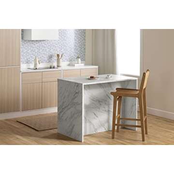 South Shore Myro Kitchen Island, Faux White Marble and White