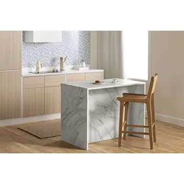 South Shore Myro Kitchen Island, Faux White Marble and White