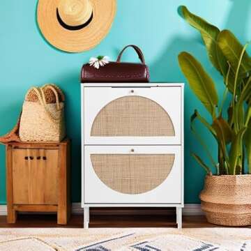 Elegant ZeHuoGe Rattan Shoe Cabinet for Stylish Storage