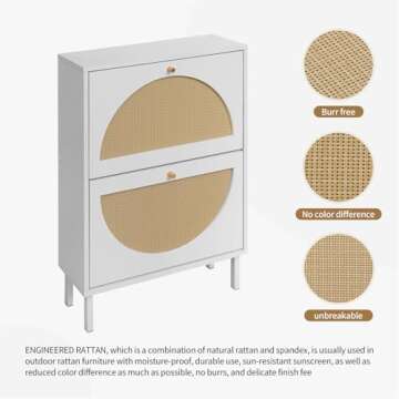 Elegant ZeHuoGe Rattan Shoe Cabinet for Stylish Storage