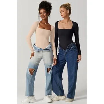 QINSEN Women Square Neck Bodysuit Stylish & Comfortable