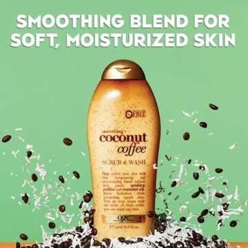 OGX Smoothing + Coconut Coffee Exfoliating Body Scrub with Arabica Coffee & Coconut Oil, Moisturizin...