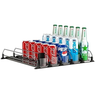 Adjustable Self-Pushing Fridge Drink Organizer for Cans Bottles