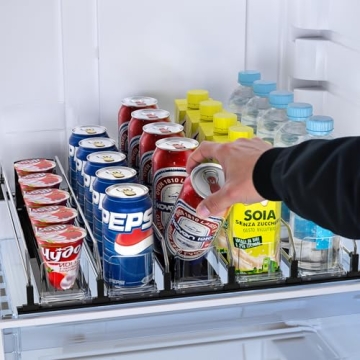 Adjustable Self-Pushing Fridge Drink Organizer for Cans Bottles
