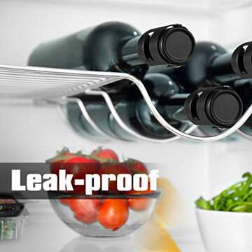 HYZ Champagne Stoppers 2Pack - Stainless Steel Sparkling Wine Bottle Stopper with Pure Silicone Air Tight Seal - Professional Wine Saver for Champagne，Prosecco and Cava (Black)