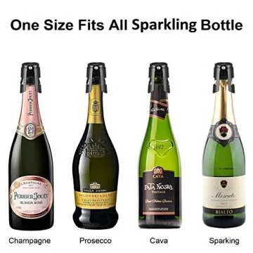 HYZ Champagne Stoppers 2Pack - Stainless Steel Sparkling Wine Bottle Stopper with Pure Silicone Air Tight Seal - Professional Wine Saver for Champagne，Prosecco and Cava (Black)