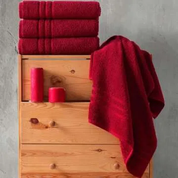 Hawmam Linen Burgundy Bath Towels 4 Pack Soft and Absorbent, Premium Quality Perfect for Daily Use 1...