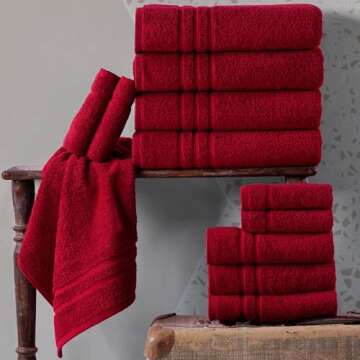 Hawmam Linen Burgundy Bath Towels 4 Pack Soft and Absorbent, Premium Quality Perfect for Daily Use 100% Cotton Towel 600 GSM