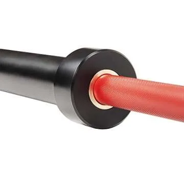 Signature Fitness Olympic Cerakote Barbell – for Home & Commercial Gyms, 190K PSI Tensile Strength Rated for up to 1,500-Pound Capacity, Red