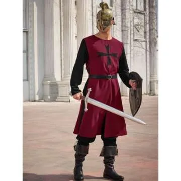 Gafeng Men's Renaissance Knights Templar Tunic Costume