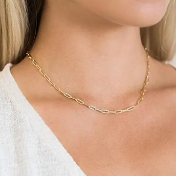 BOUTIQUELOVIN Gold Plated Paperclip Chain Jewelry Set