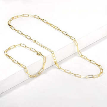 BOUTIQUELOVIN Gold Plated Paperclip Chain Jewelry Set