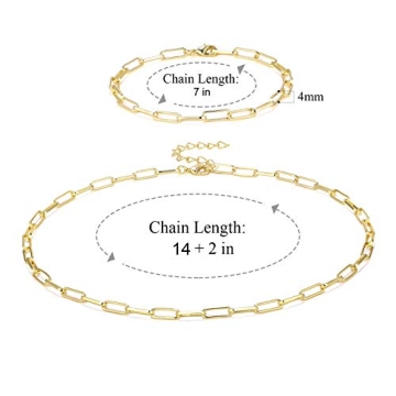BOUTIQUELOVIN Gold Plated Paperclip Chain Jewelry Set